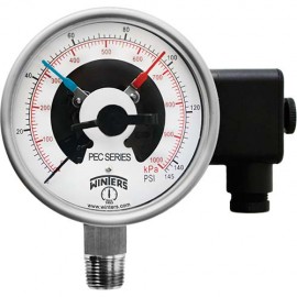 Winters PEC0211 Premium Stainless-Steel Pressure Gauge with electrical contacts, 0/1,500 psi/kPa, 4" dial-