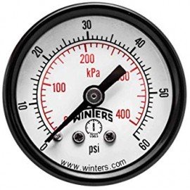 Winters PEM1420 Economy Gauge, 0 to 100 psi/kPa, 1.5&amp;quot; dial, &amp;frac18;&amp;quot; NPT back-