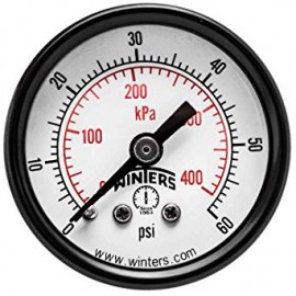 Winters PEM1437 Economy Gauge, 0 to 30 psi/kPa, 2.5&amp;quot; dial, &amp;frac14;&amp;quot; NPT back-