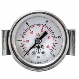 Winters PEU1398UC Economy Panel Mounted Gauge, 1.5" Dial, 0/15 PSI/KPA, 1/8" NPT-