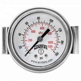 Winters PEU1408UC Economy Panel Mounted Gauge, 2" Dial, 0-160 PSI/KPA, 1/8" NPT-