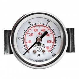 Winters PEU1420UC Economy Panel Mounted Gauge, 1.5" Dial, 0-100PSI/KPA, 1/8" NPT-