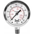 Winters PFQ122 Liquid Filled Stainless Steel Gauge, 2.5&amp;quot; Dial, 0-160 PSI/KPA, 1/4&amp;quot; NPT Bottom-