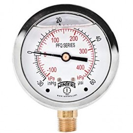 Winters PFQ171 SS Liquid Filled Pressure Gauge, 0/200 psi/kPa, 2.5&amp;quot; dial-