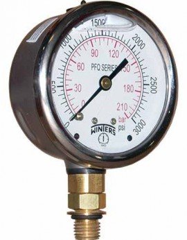 Winters PFQ900LF Stainless-Steel Liquid Filled Pressure Gauge, 30&amp;quot; Hg Vac/kPa, lead-free-