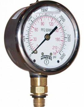 Winters PFQ904LF Stainless-Steel Liquid Filled Pressure Gauge, 0/100 psi/kPa, lead-free-