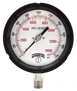 Winters PPC5470 Process Gauge, 0-1000 psi/kPa, 1/2&amp;quot; NPT Back Connection-