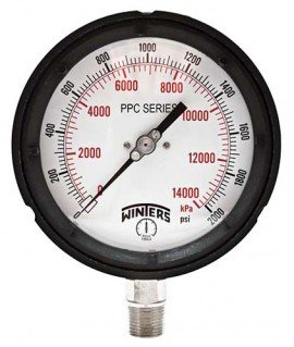 Winters PPC5472 Process Gauge, 0-2000 psi/kPa, 1/2&amp;quot; NPT Back Connection-