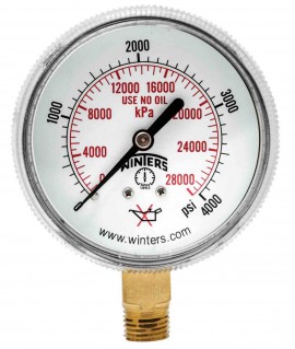 Winters PWL2821 Welding Gauge, 0-60 psi/kPa, 1/4&amp;quot; NPT Bottom Connection-