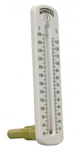 Winters TSW173 Hot Water Thermometer, 8&amp;quot; Scale, 40 to 280&amp;deg;F (5 to 135&amp;deg;C), Angle-