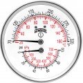 Winters TTD408 Tridicator, 0 to 100 psi/kPa, &amp;frac12;&amp;quot; NPT back-