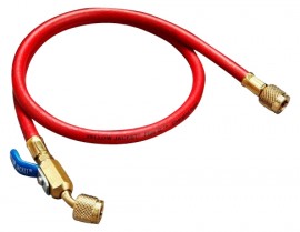 Yellow Jacket 29712 Plus II&amp;trade; Hose with 1/4&amp;quot; compact ball valve fittings, 12', red-