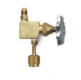 Yellow Jacket 40350 2-port valve with 1/4&amp;quot; QC female with CH14 depressor x 1/4&amp;quot; male flare with Schrader-