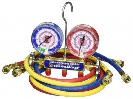 Yellow Jacket 40922 Manifold only with 5/16&amp;quot; anchor and service fittings, R/B gauges, MPa, R32/410A, &amp;deg;C-