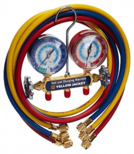 Yellow Jacket 41508 2-Valve Series 41 Test/Charging Manifold, (MPa) R134a/404A/407C Refrigerants-