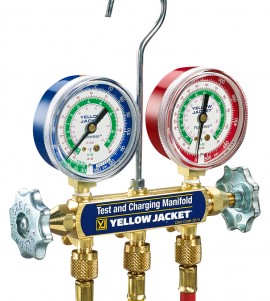 Yellow Jacket 41510 2-Valve Test/Charging Manifold, (MPa) R134a/404A/407C Refrigerants, 60&amp;quot; hoses-