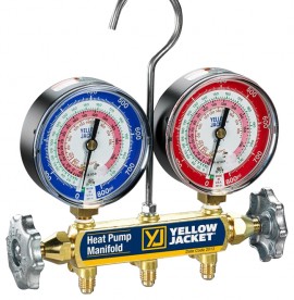 Yellow Jacket 42055 Heat pump manifold 42052 with 60&amp;quot; black PLUS II 1/4&amp;quot; hoses with compact ball valves, R-410A/32, &amp;deg;F and &amp;deg;C-