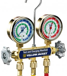 Yellow Jacket 42435 Series 41 Deluxe Manifolds with Class 1 Brass Gauges and 60&amp;quot; PLUS II&amp;trade; standard fittings, psi-
