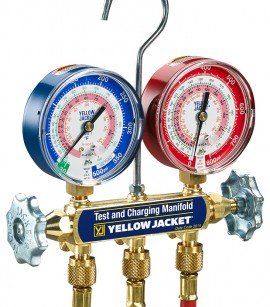 Yellow Jacket 46014 BRUTE II &amp;reg; A2L Manifold 3-1/8&amp;quot; Gauges, R-32/454B/410A PSI &amp;deg;F-