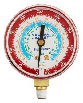 Yellow Jacket 49031 Manifold Gauge, 2-1/2&amp;quot;, red pressure, bar &amp; psi, R-22/134a/407C, &amp;deg;C-
