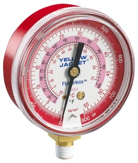 Yellow Jacket 49036 Manifold Gauge, 2-1/2", blue compound, 30"-0-300*** kg/cm2/psi, R-410A/32, °F and °C-