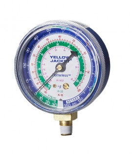 Yellow Jacket 49104 Dry Manifold Gauge, R-12/R-22/R-134a, 3-1/8&amp;quot; blue compound, &amp;deg;F-