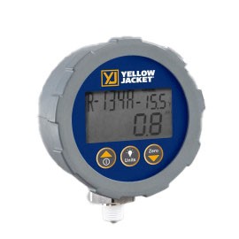 Yellow Jacket 49107 Dry Manifold Gauge, 3-1/8", red pressure, KPa/psi, R22/134a/404A, °C-