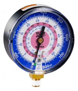 Yellow Jacket 49142 Dry Manifold Gauge, 3-1/8&amp;quot;, heat pump blue dial, 0 to 800 psi, R410A, &amp;deg;F and &amp;deg;C-