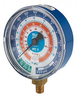 Yellow Jacket 49522 Gauge, 3-1/2&amp;quot; L/F, blue compound, 30&amp;quot;-0-116 psi (-1 to 8 bar), R134a/404A/407C &amp;deg;C-