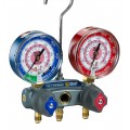 Yellow Jacket 49864 TITAN&amp;reg; 2-Valve Test and Charging Manifold only with 5/16&amp;quot; anchor and service fittings, R/B gauges, bar/psi, R32/410A &amp;deg;F and &amp;deg;C-