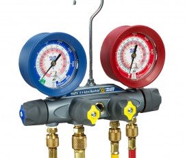 Yellow Jacket 49907 TITAN&amp;reg; 4-Valve Test and Charging Manifold only, R/B gauges, bar/psi, R448A/449A/452A &amp;deg;F-