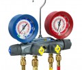 Yellow Jacket 49911 TITAN&amp;reg; 4-Valve Test and Charging Manifold with 60&amp;quot; PLUS II&amp;trade; RYB and 3/8&amp;quot; x 45&amp;deg;, R/B gauges, kPa/psi, R22/134a/404A &amp;deg;C-