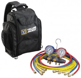 Yellow Jacket 49944 TITAN&amp;reg; 4-Valve Test and Charging Manifold Backpack Kit, 32/410A 1/4-