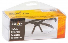 Zenith SEC954R Z1400 Series Safety Glasses with Box, Black Frame, Clear Lens-