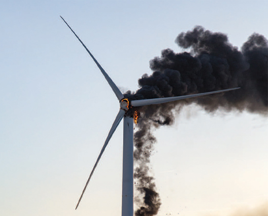 Damage from lightning strikes on wind turbines